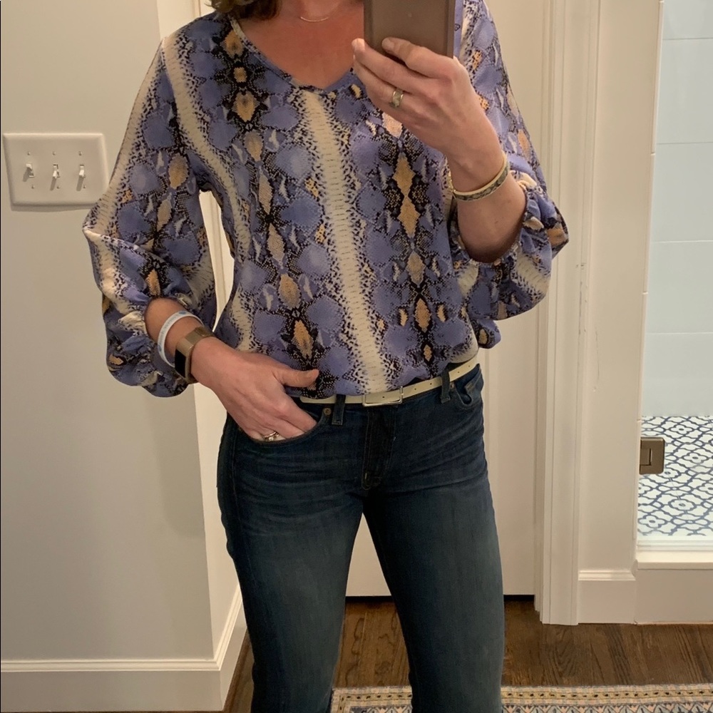 Blue Snakeskin Print Top